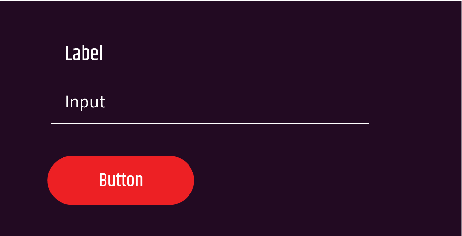Atom examples in atomic design. Text labels and buttons.