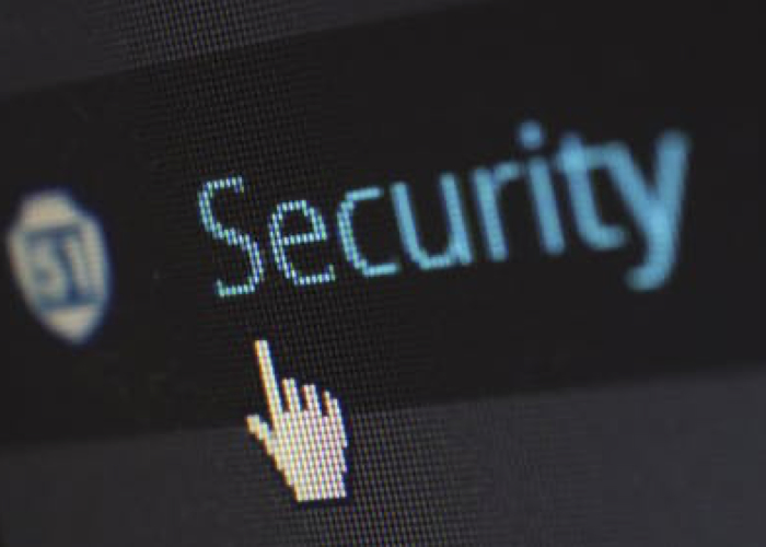 Security text on computer screen