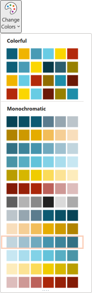 Screen shot of the Change Colours dropdown