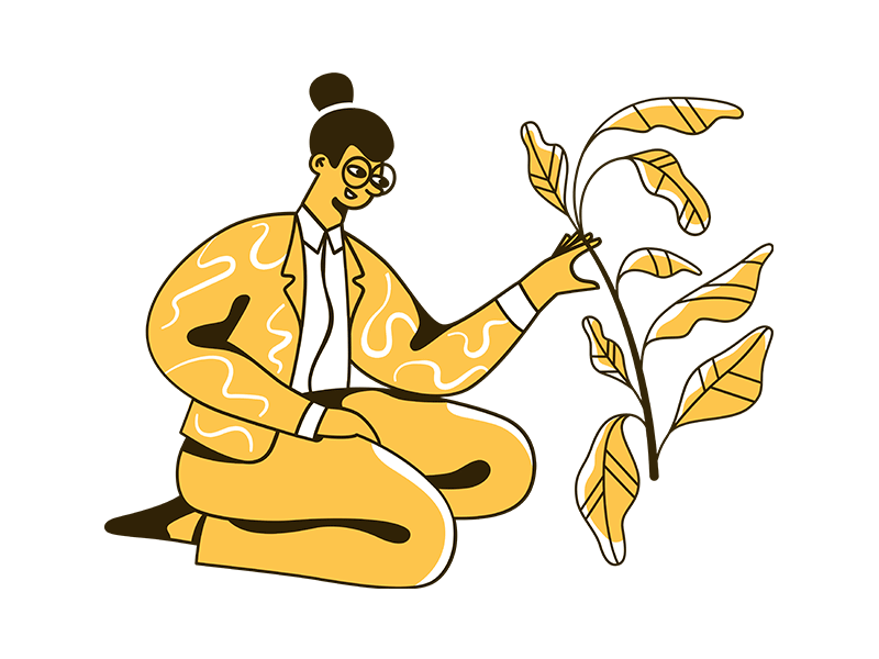 Woman taking care of a plant