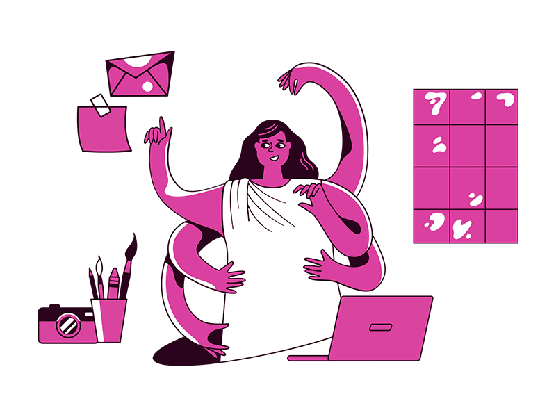 Woman multitasking
