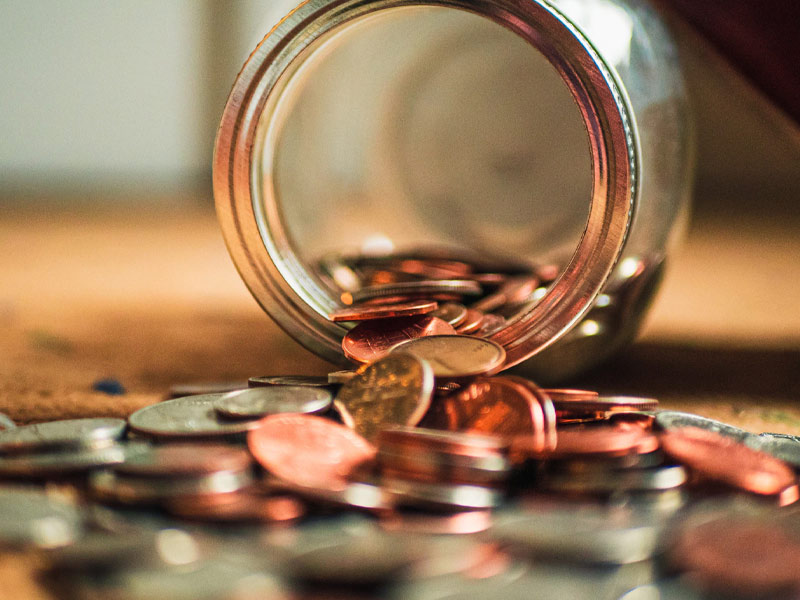 Jar of coins.