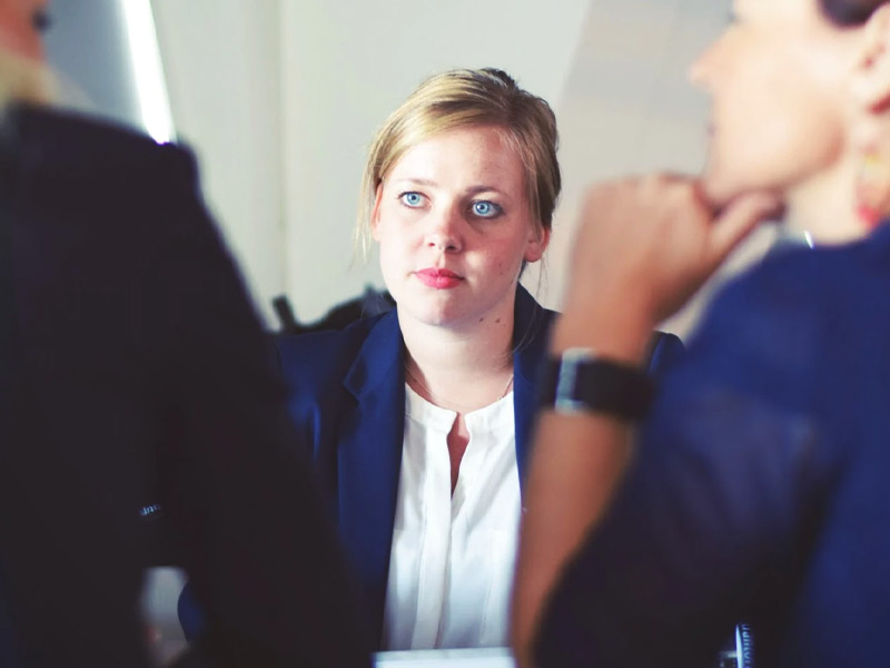 Woman in an interview.