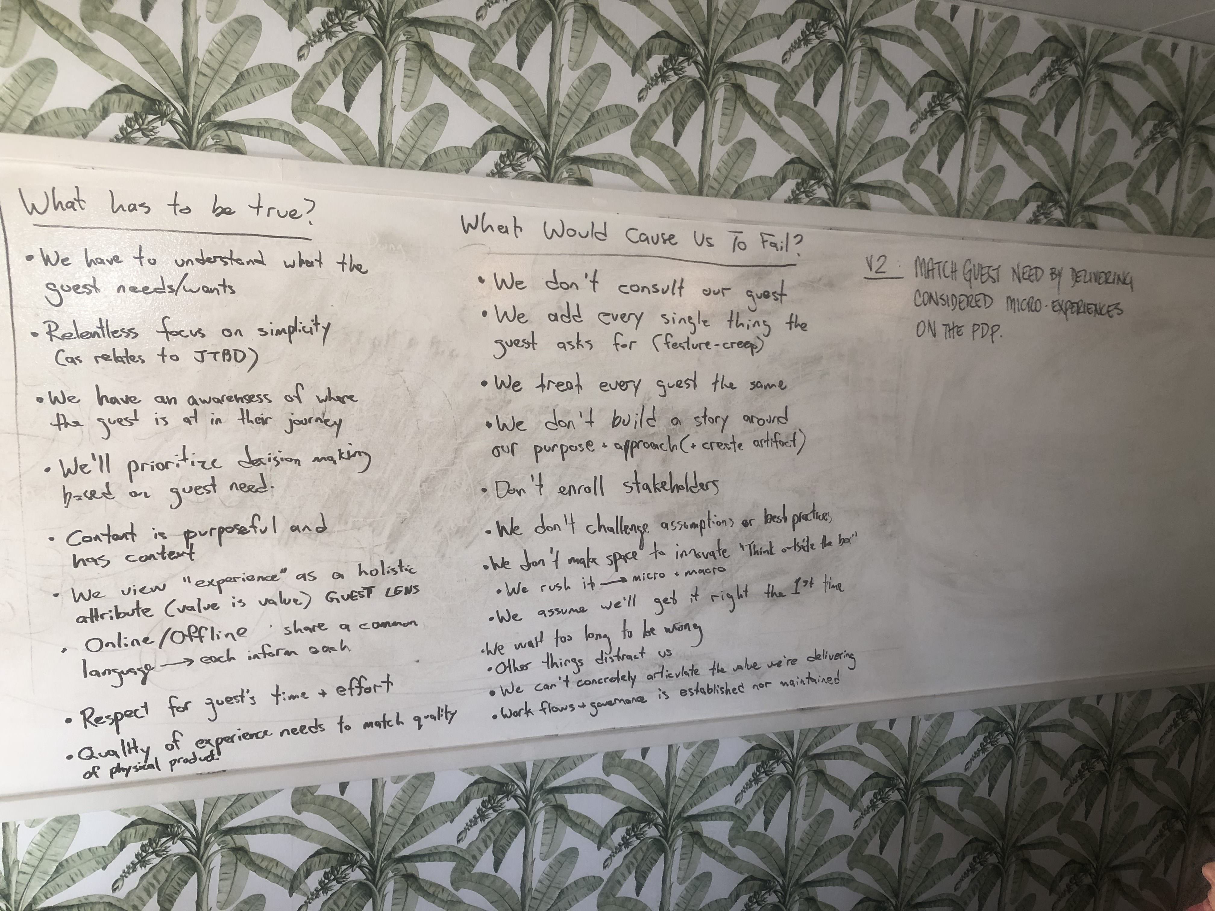 Photo of white board from design sprint