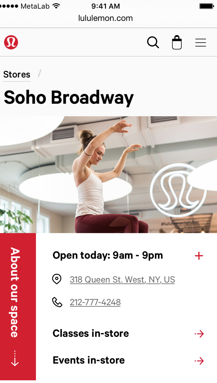 Example screen of the Store Hubs section