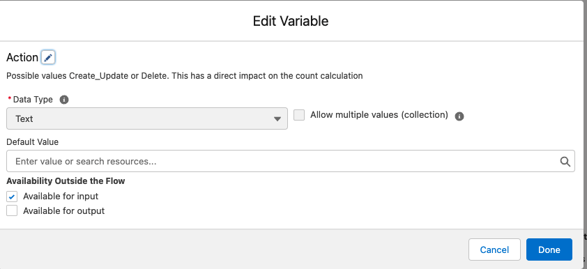 Edit Variable Action