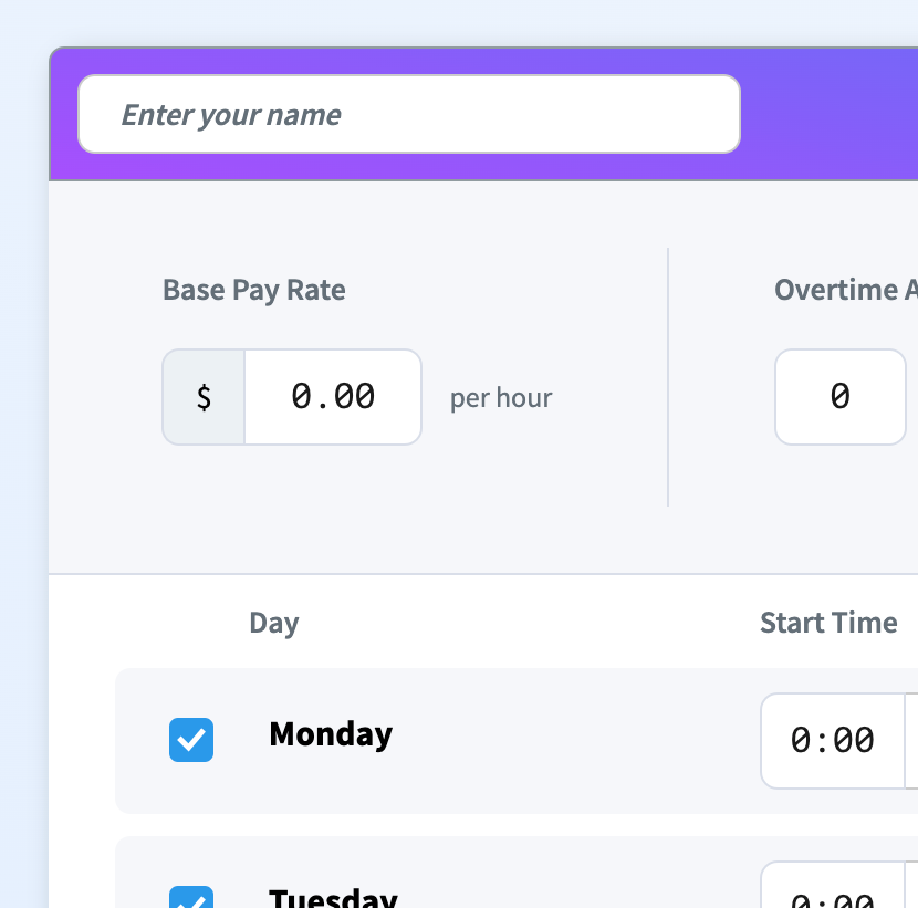 Screen shot of timecard details for timesheet