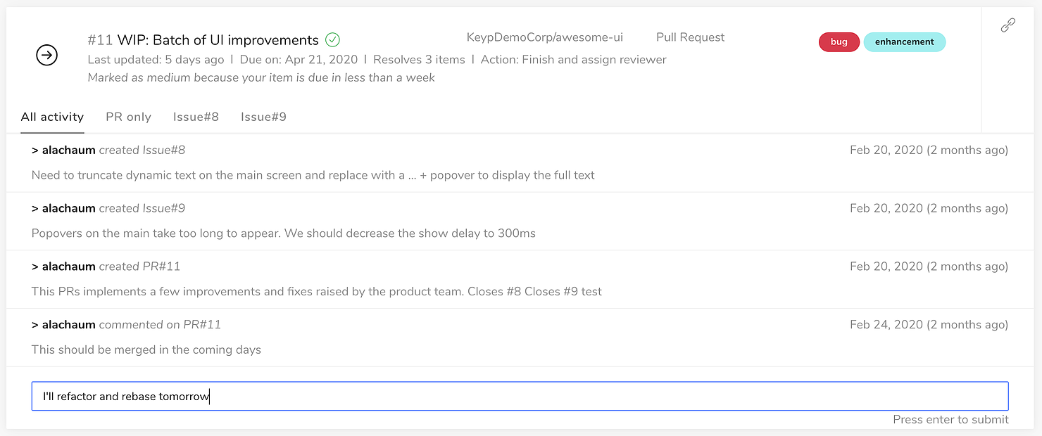 Comment on pull requests o issues