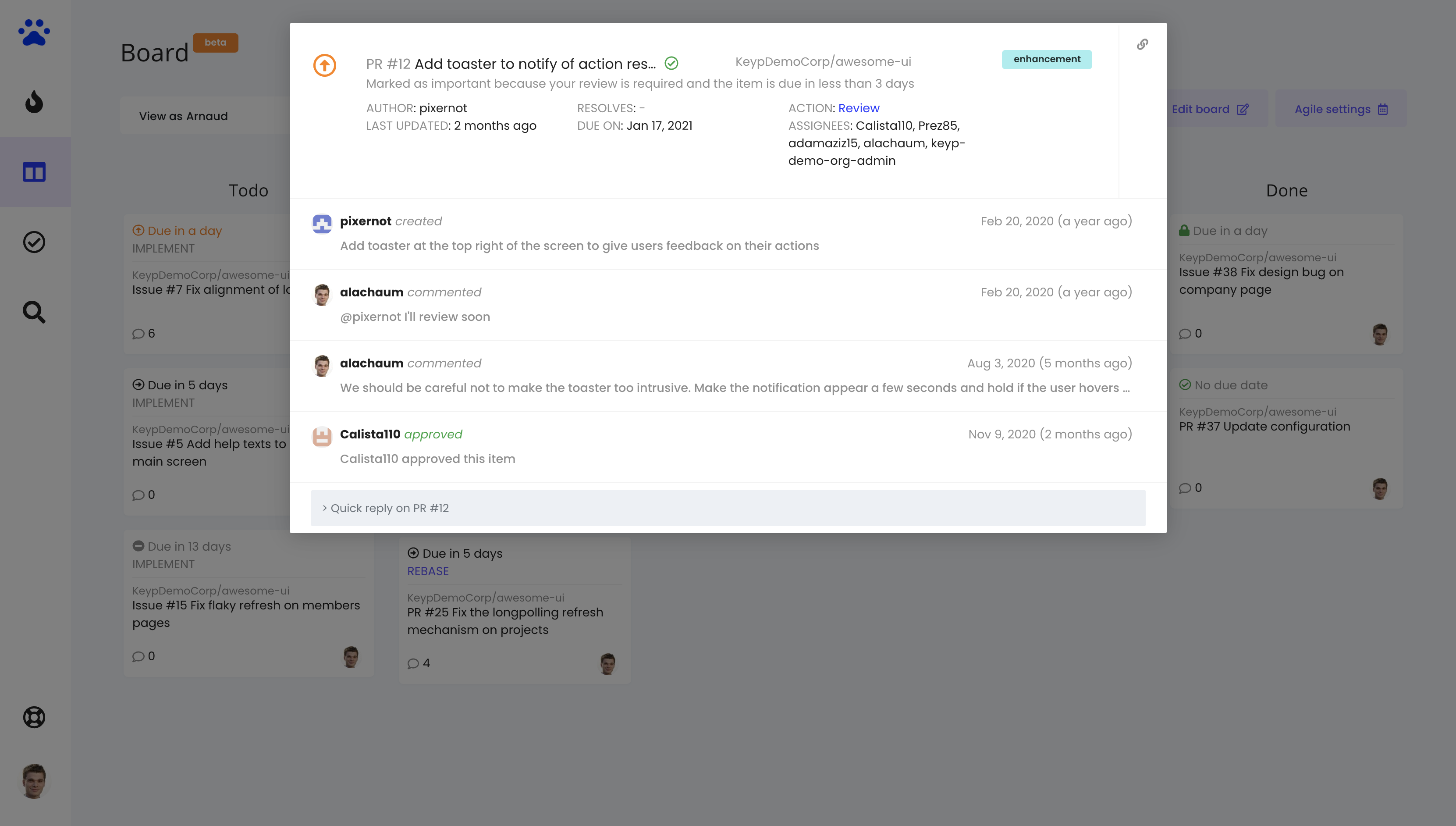 agile board view card