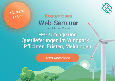 Anmeldung zum kostenlosen Web-Seminar zur EEG-Umlage im Windpark