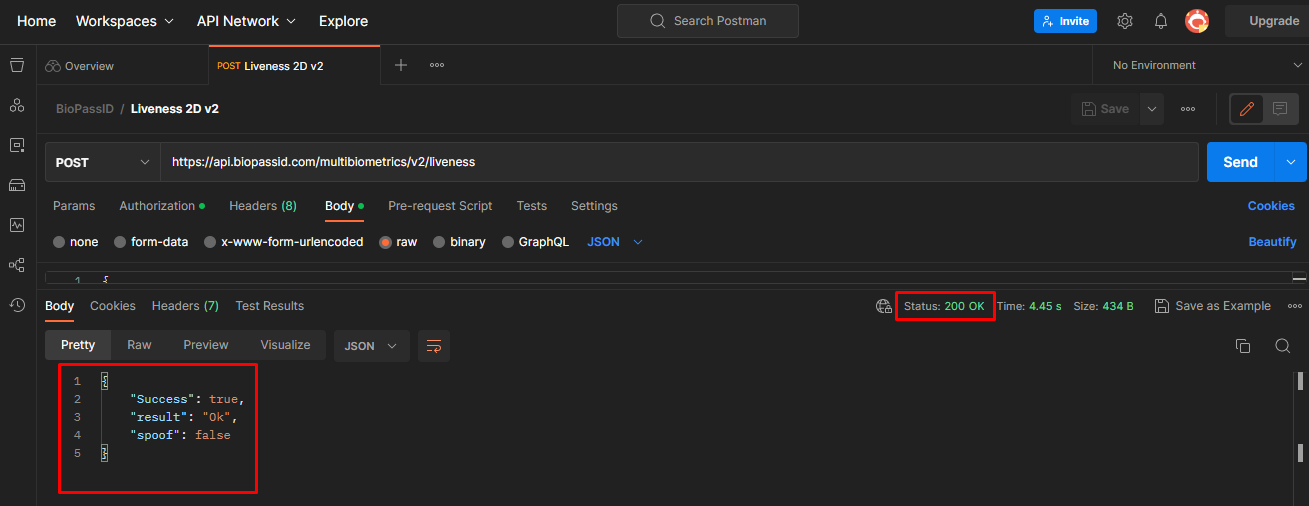 How to detect spoofing in facial biometrics with Postman