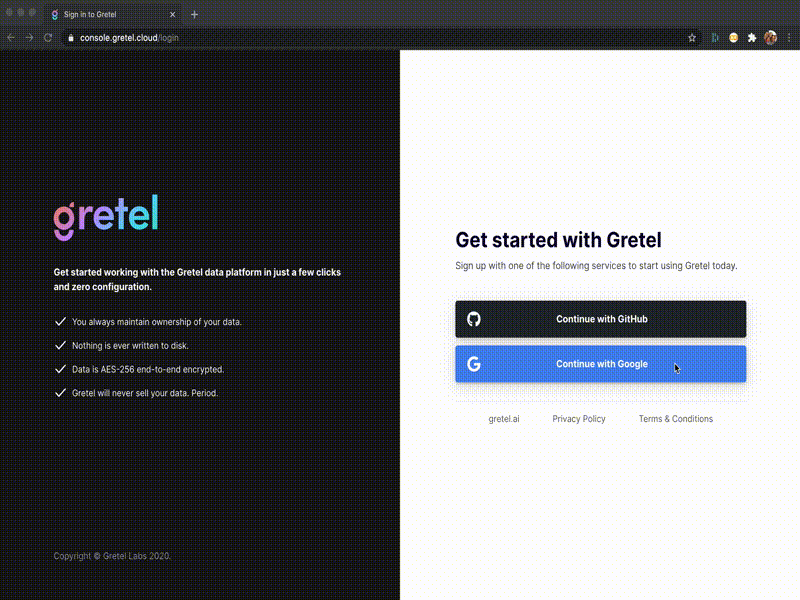 gretel-upload-sample-dataset