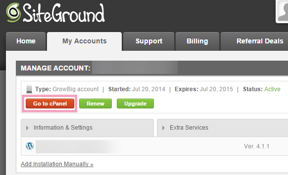 Start a WordPress blog on SiteGround