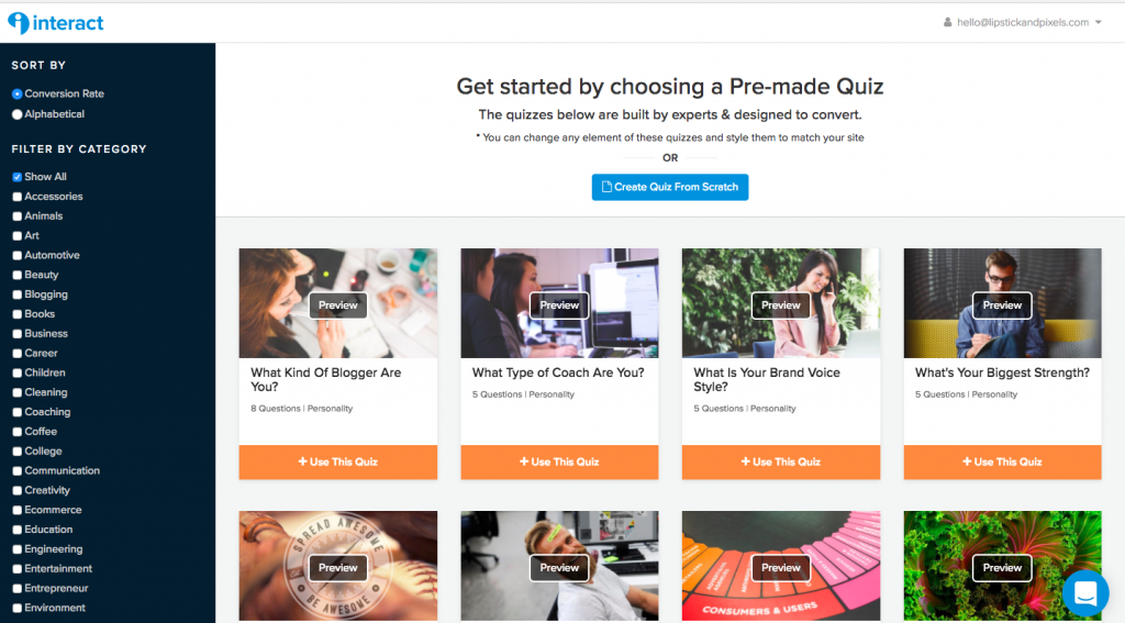 Boost your email list using quizzes
