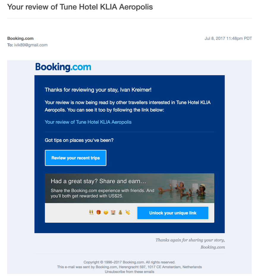 Thank you Email Example