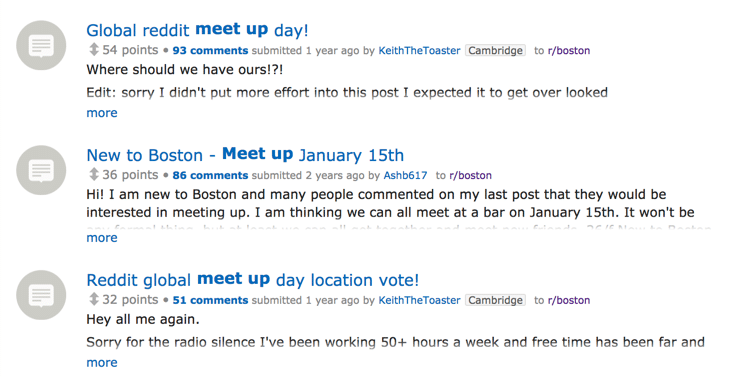 city meet up events on reddit
