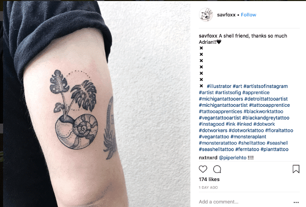 monstera plant tattoo