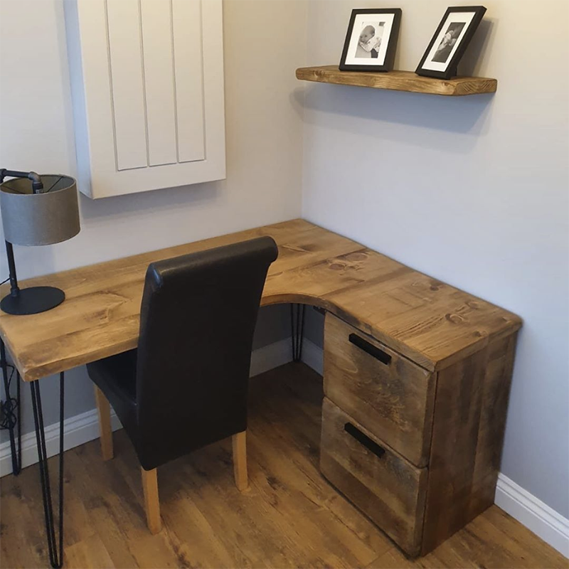 L Shaped Oak Office Desk