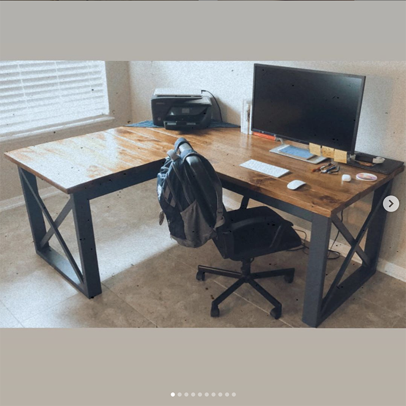L shaped wood home office desk