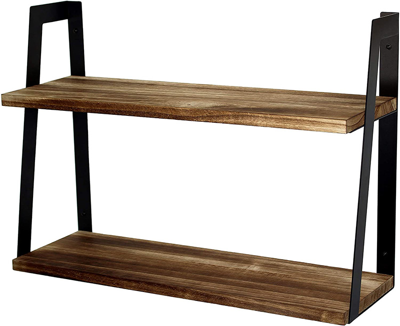 office wood double wall shelf