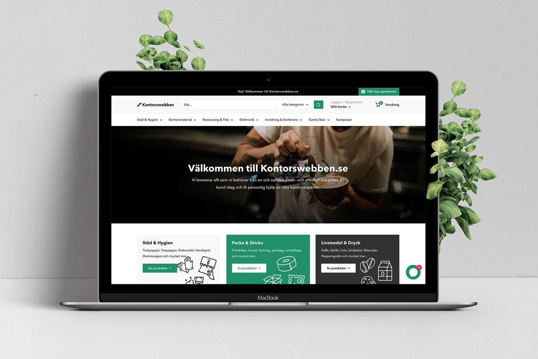 Dator med företagshemsidan - Kontorswebben.