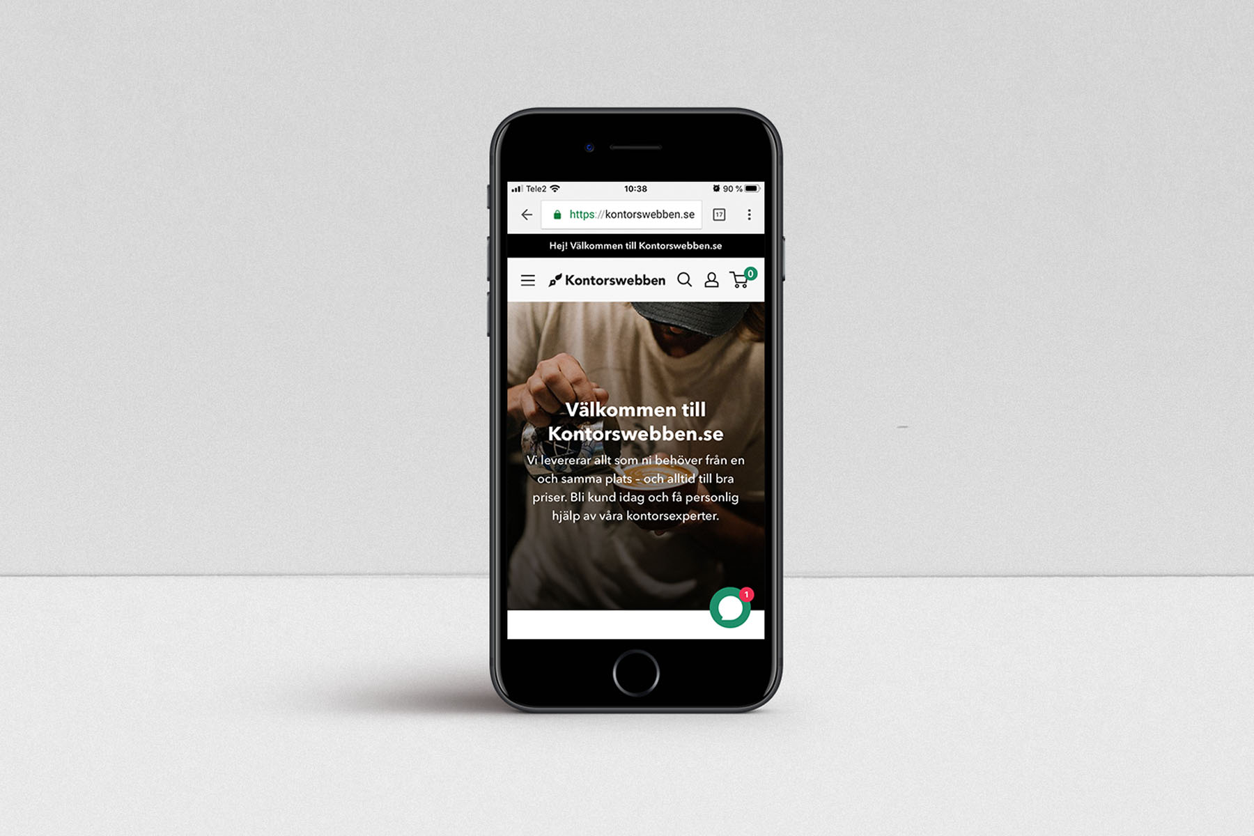 Mobil med företagshemsidan - Kontorswebben.