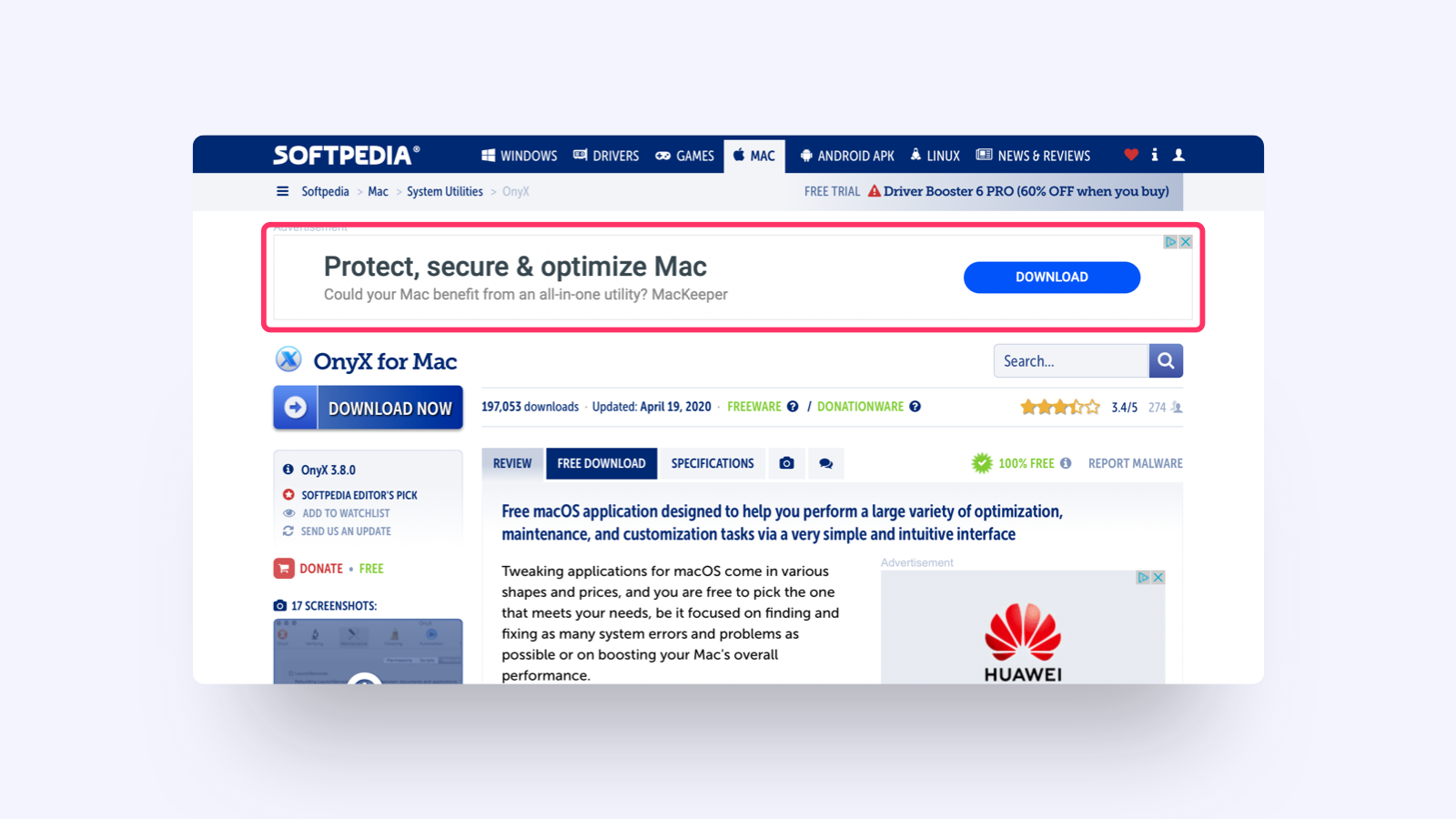 In this example, we see an advertisement that looks like a download button, tricking users into clicking on it.