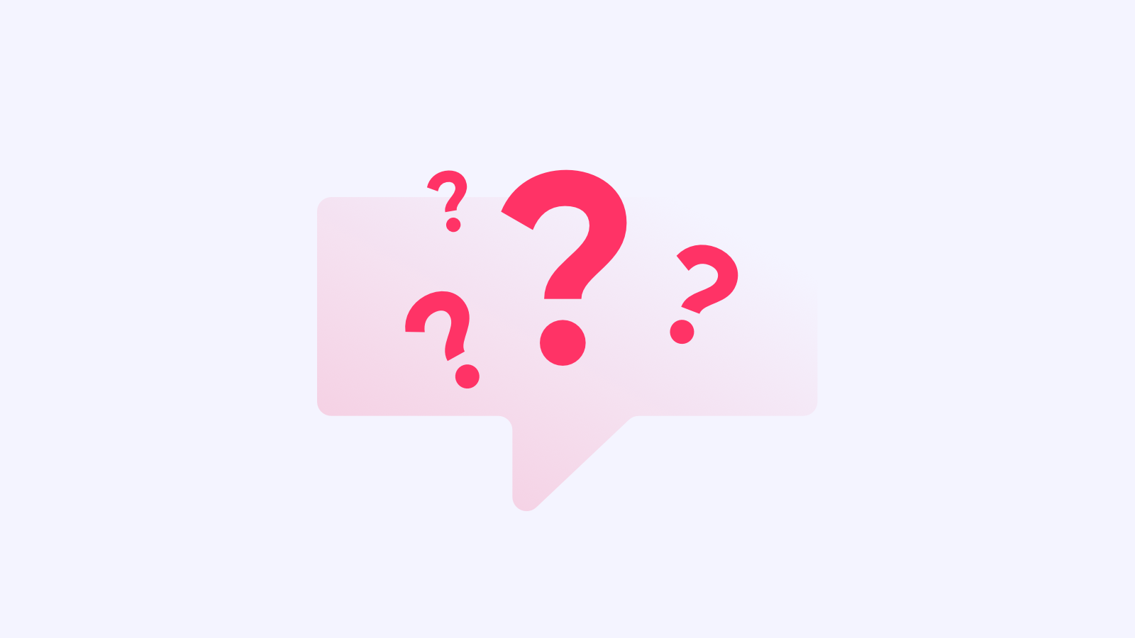 An illustration of a speech bubble with a couple of question marks.