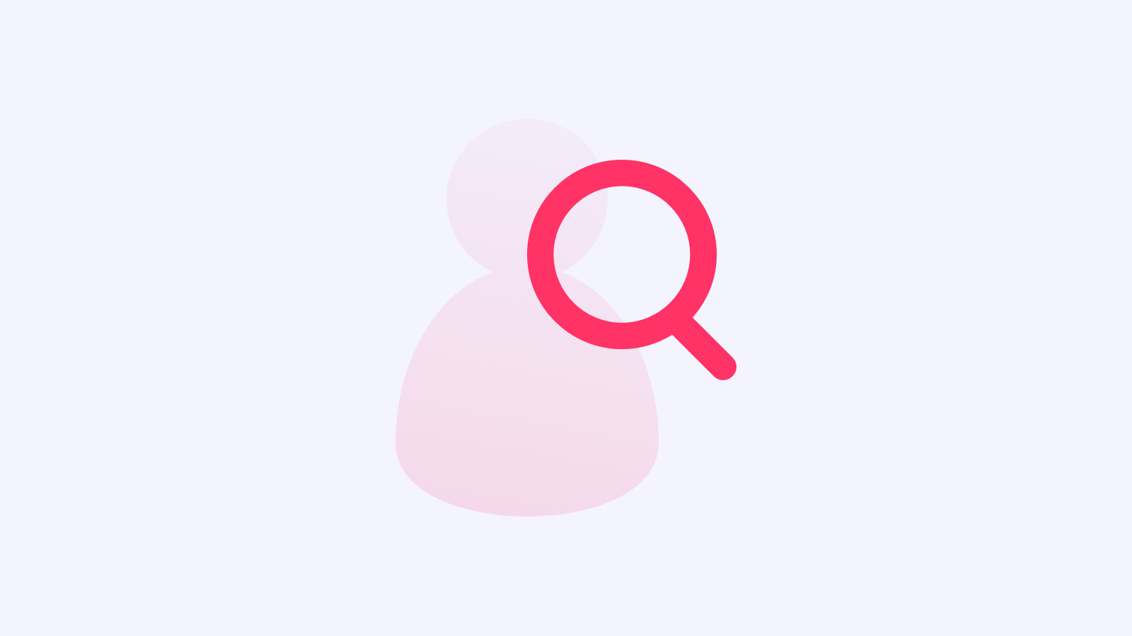 An illustration of a magnifying glass on top of a person.