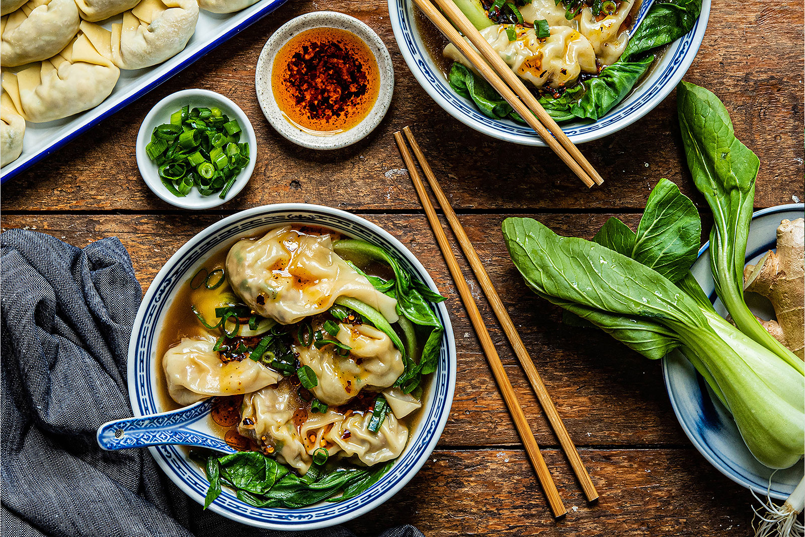 Pork and shiitake wonton soup