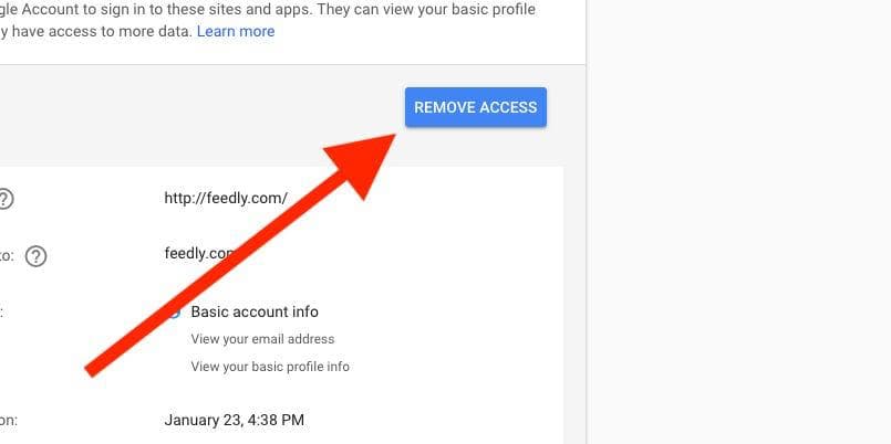 gmail remove email address access