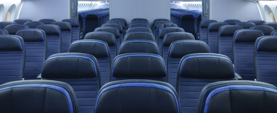 Empty airplane cabin