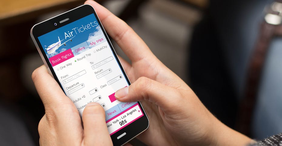 Booking flight on mobile phone
