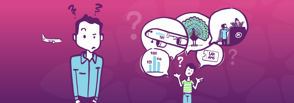 Illustration of puzzled man with question marks around head