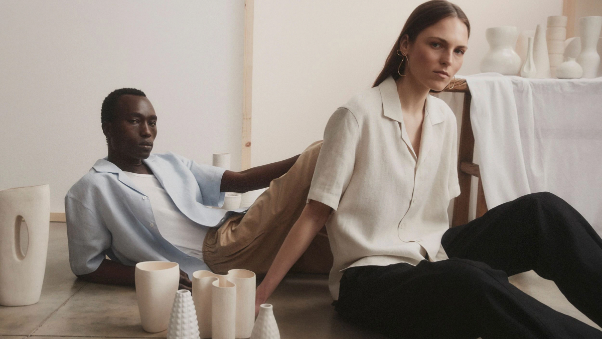 Riley Studio — Linen camp collar shirt