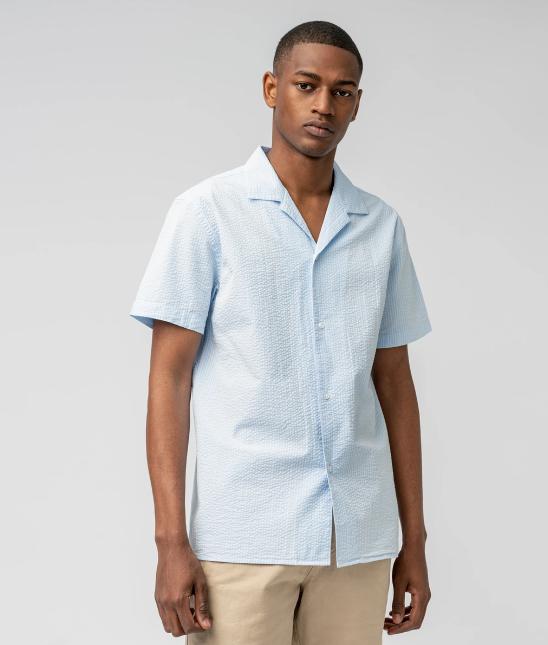 Isto — Camp collar seersucker