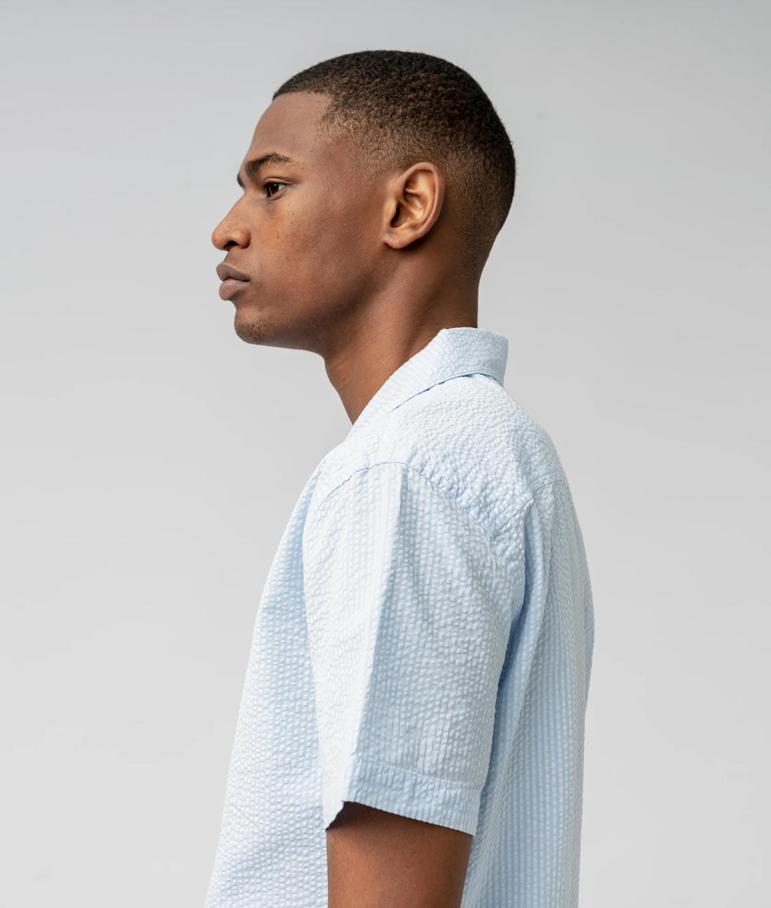 Isto — Camp collar seersucker