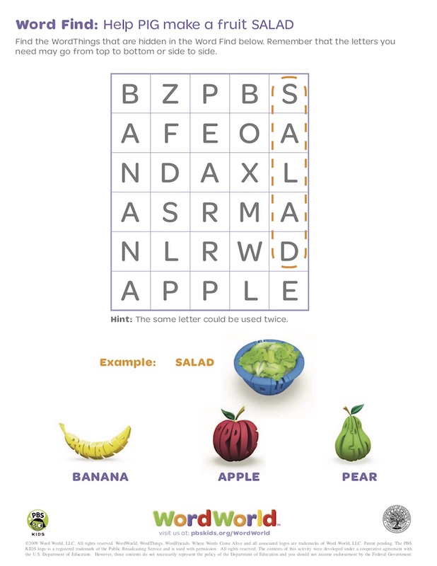 WordWorld Printable Activities