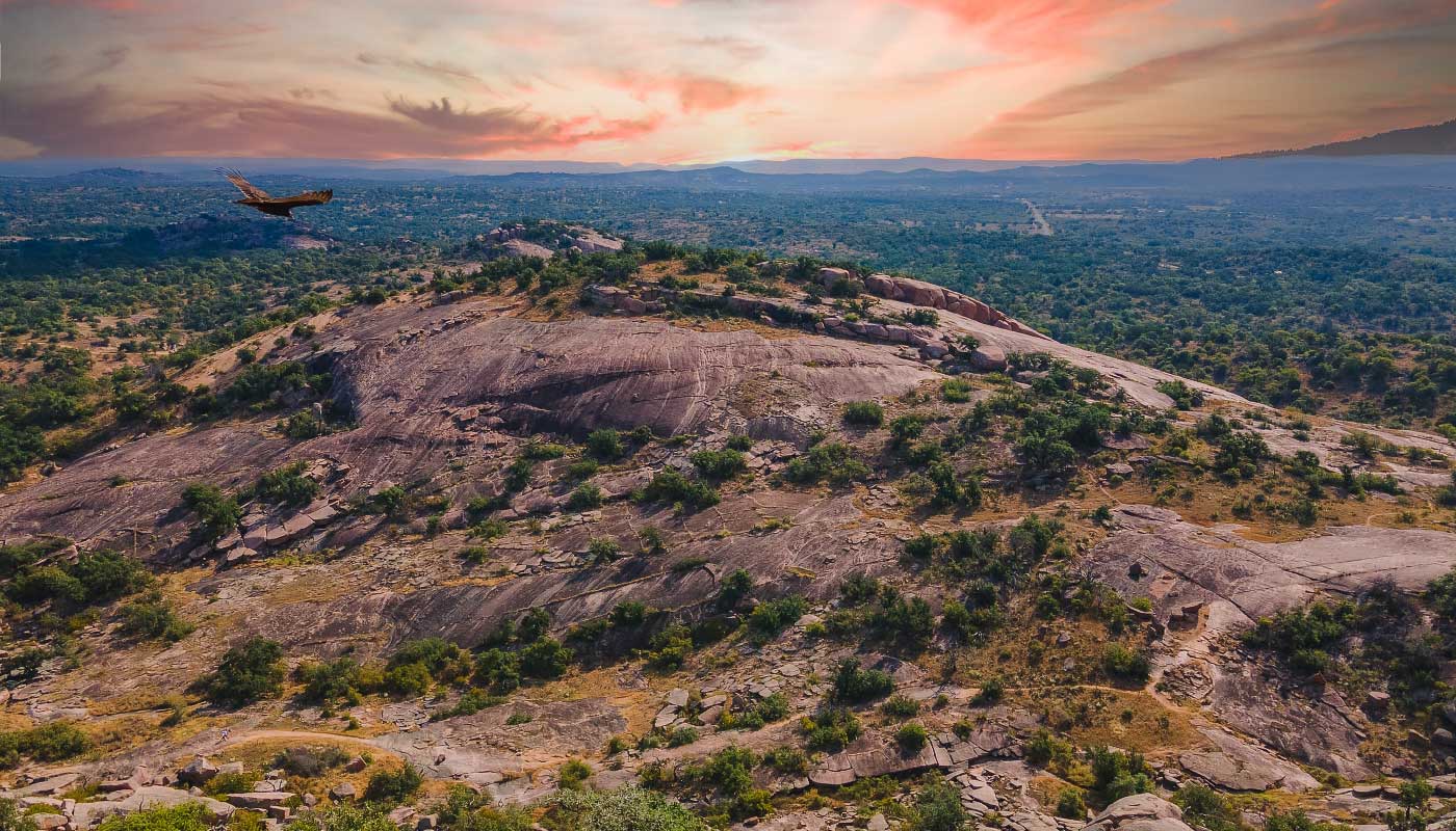 Enchanted Rock in Texas at sunset