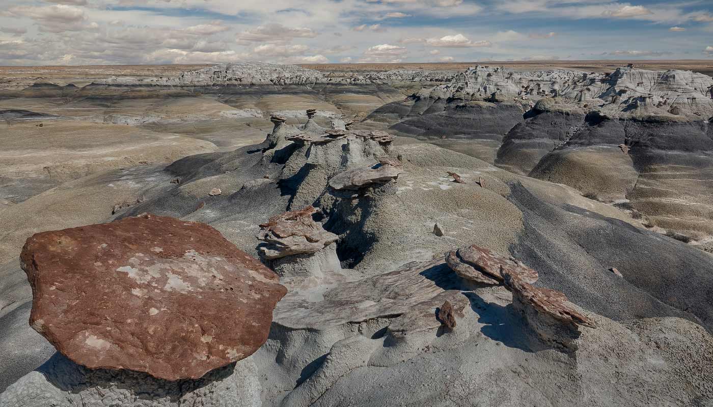 Unusual rock formations at the Bisti Badlands in New Mexico