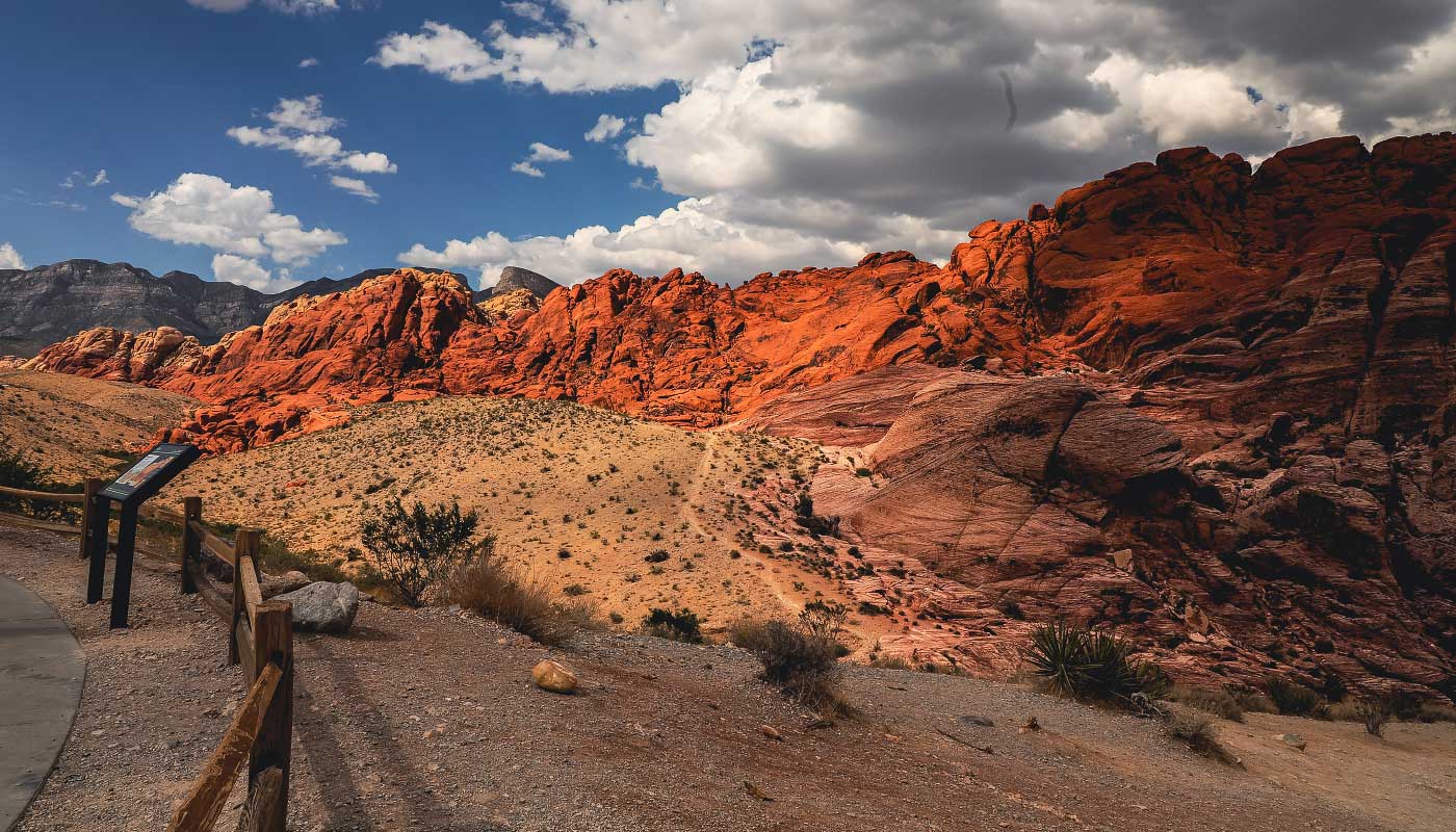 View of red rocks in Red Rock Canyon National Conservation Area in Nevada