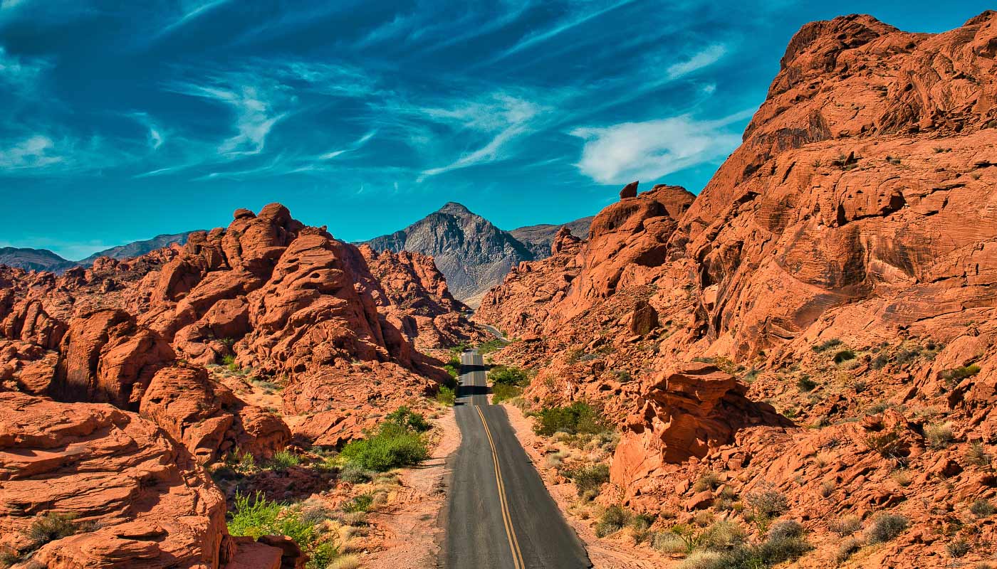 Red rocks and ancient sand dunes in the Valley of Fire State Park Nevada