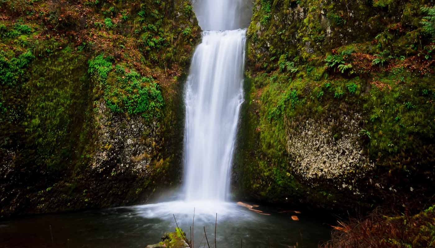 A beautiful waterfall Multnomah Falls in Oregon