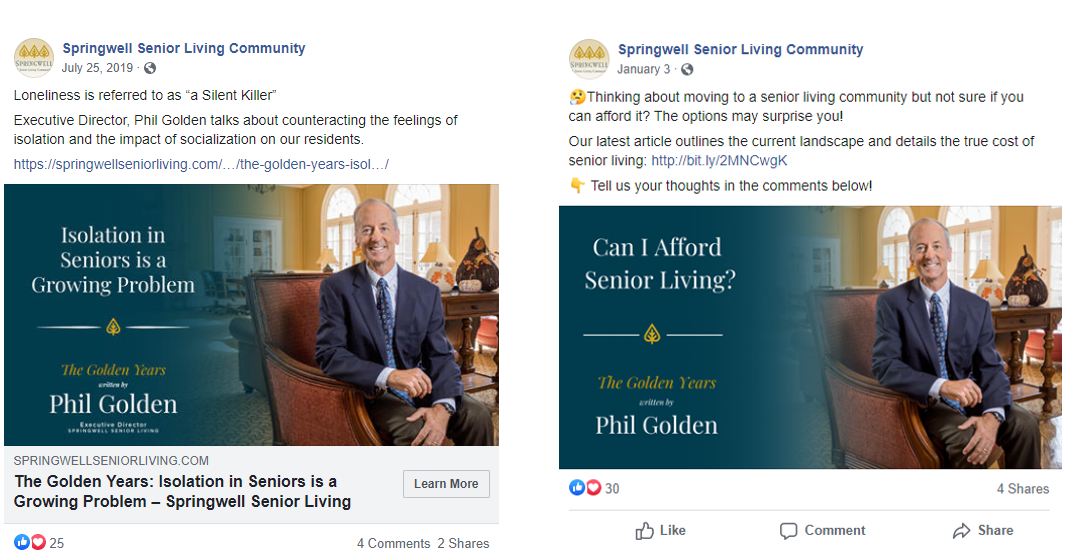 Springwell Senior Living The Golden Years Blog as Social Media Thought Leadership