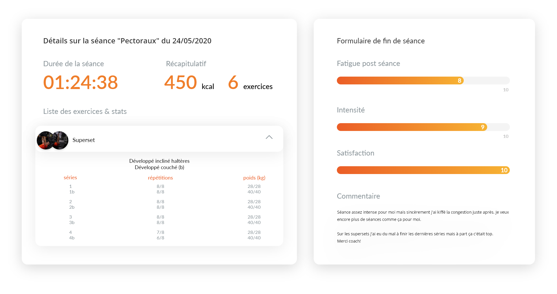 Profil et suivi client - Gymkee - Application pour coach sportif