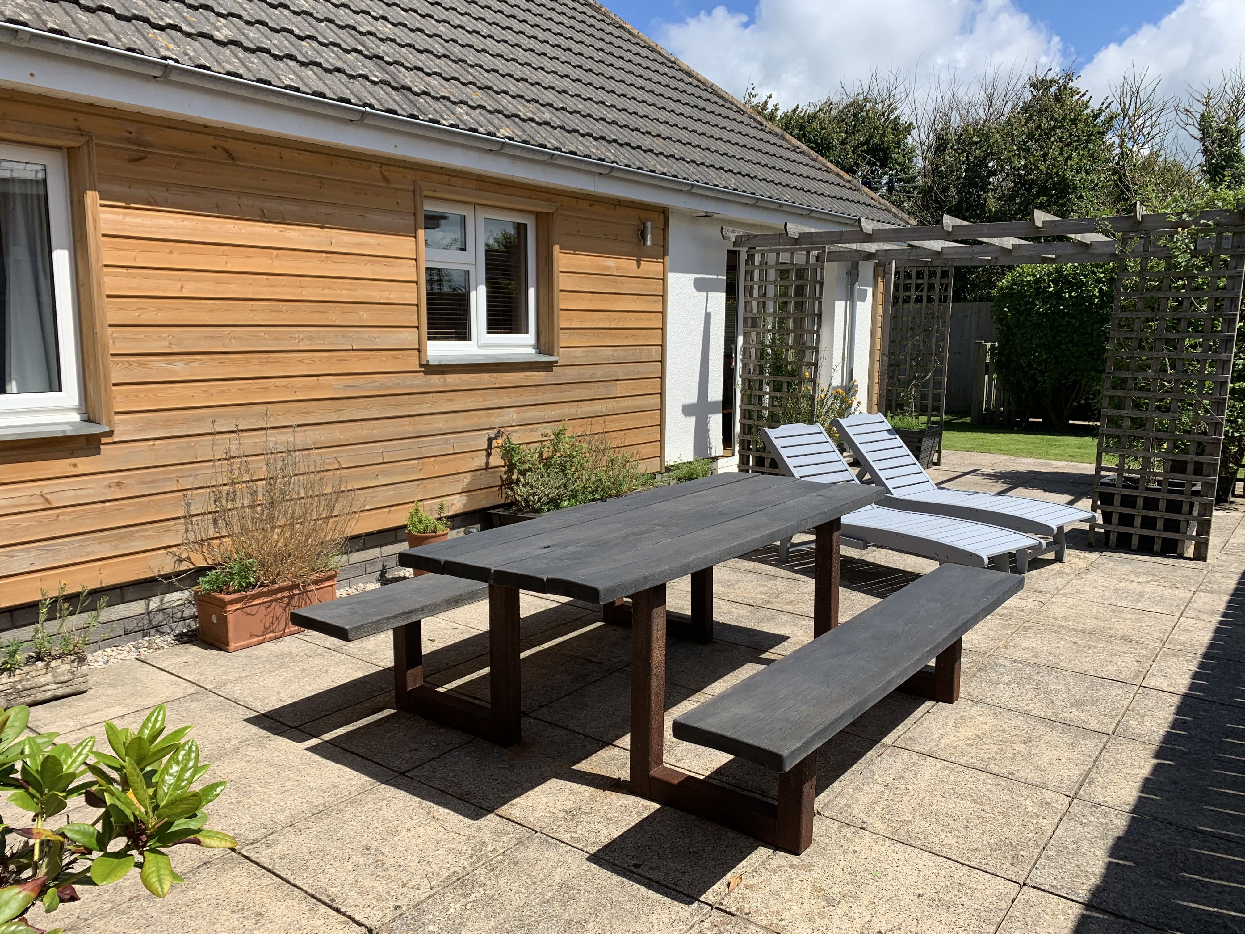 Rear garden at Gwelmor which is all set on a single level