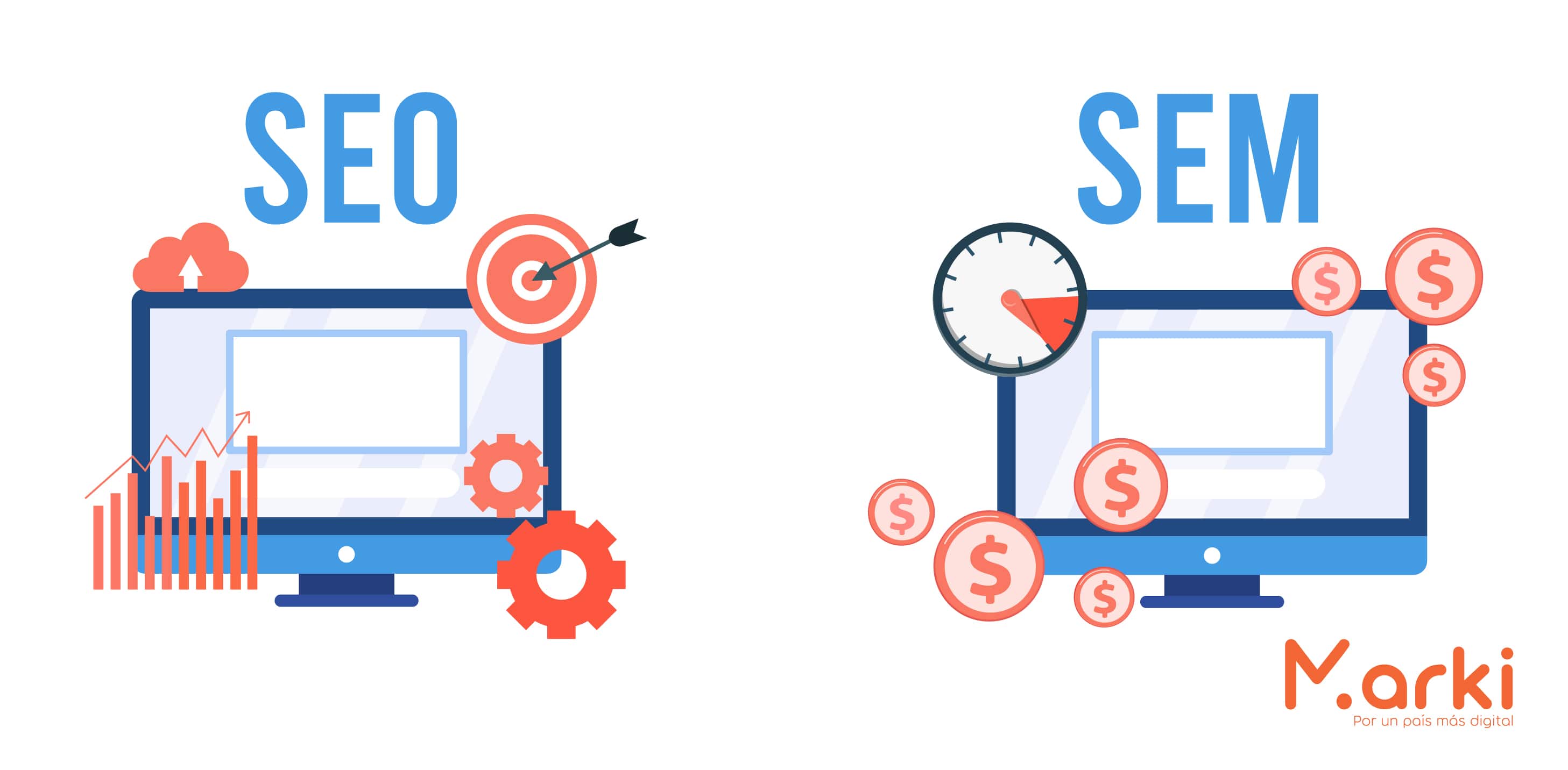 seo y sem marki seo y sem que es diferencias entre seo y sem seo o sem que es mejor que es seo y sem diseño marki voluntariado marki