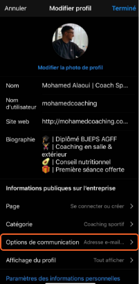 Instagram profil coach sportif