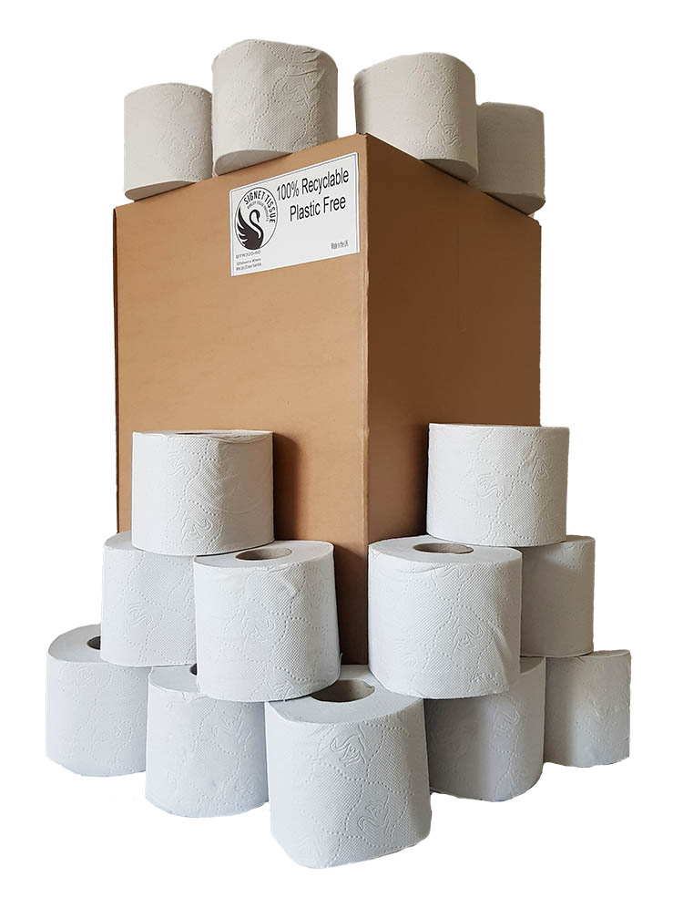 100% recyclable, No Plastic used, 60 roll of Pure pulp Tissue