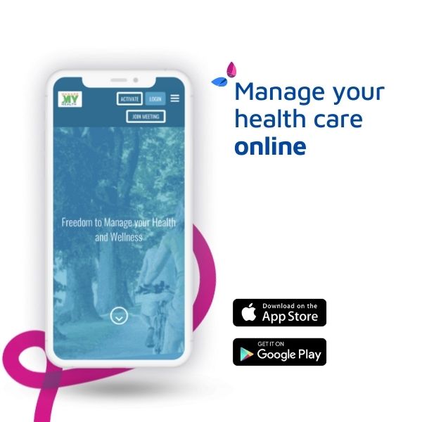 Mobile phone showing ManageMyHealth website